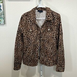 Leopard Print Button Up Jacket by Charter Club